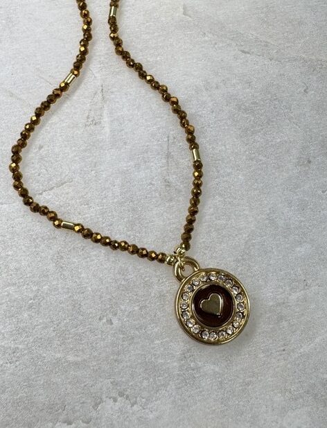 Choker Cristais com Medalha Coração