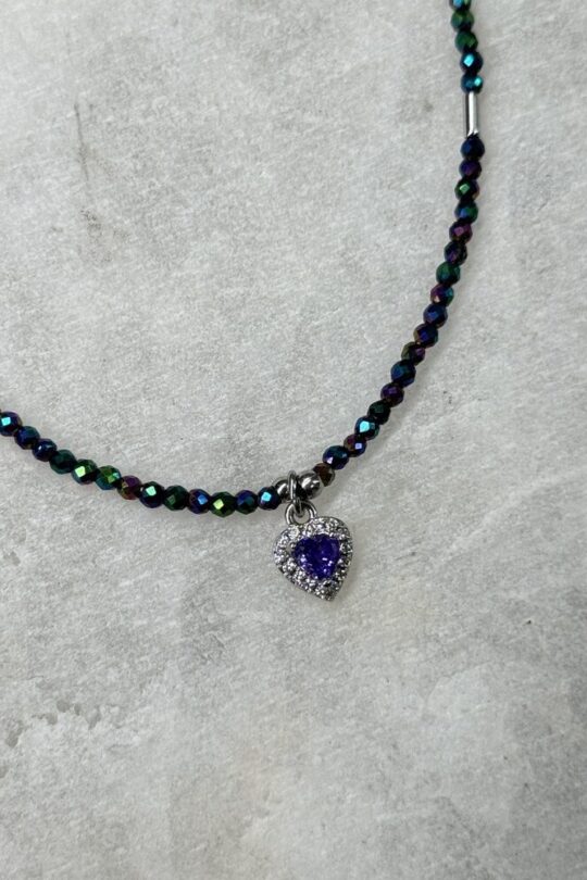 Choker Cristais com pingente coração em Zircônia - Prata